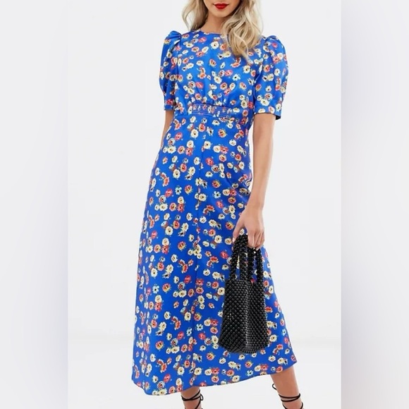 ASOS Dresses & Skirts - NWT ASOS blue floral midi tea dress size 4
